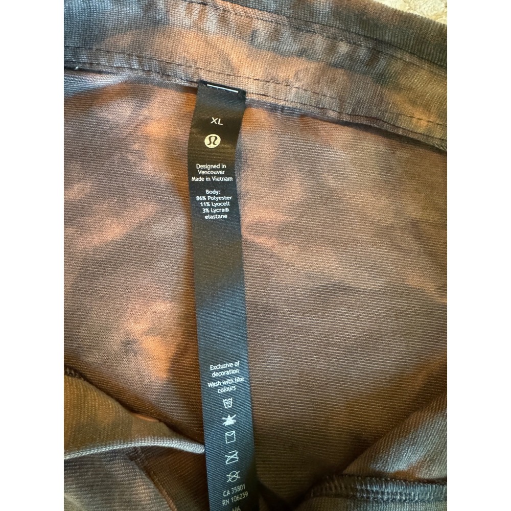 Lululemon Evolution Polo Shirt XL Grey Orange Tie Dye Cloud Wash Short Sleeve - Picture 3 of 5